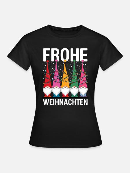 Gnom Frohe Weihnachten Gnome lustig Wichtel süß - Frauen T-Shirt - Schwarz