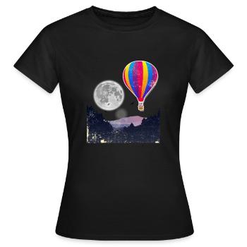 Heißluft-Ballon-Mond-Himmel-Sauerstoff-Ereignis-Party-Geschenk - Frauen T-Shirt - Schwarz - Vorne - AI Model Female 172 dark (172cm)