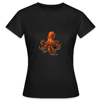 Octopus Octopoda Tintenfisch Polyp Calamari Meer Geschenk - Frauen T-Shirt - Schwarz - Vorne - AI Model Female 172 dark (172cm)