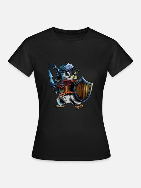 Ritter Pinguin Krieger Schwert Cavalier Rider Geschenk - Frauen T-Shirt - Schwarz