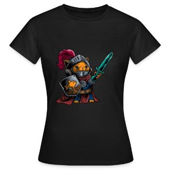Ritter Cat Warrior Shield Schwert Cavalier Noble - Frauen T-Shirt - Schwarz - Vorne - AI Model Female 172 dark (172cm)