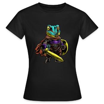 Ritter Frosch Schild Krieger Schwert Cavalier Geschenk - Frauen T-Shirt - Schwarz - Vorne - AI Model Female 172 dark (172cm)
