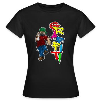 Graffiti Spray Doodle Dessiner Écrire Mur Surface Cadeau - T-shirt Femme - noir - Devant - AI Model Female 172 dark (172cm)