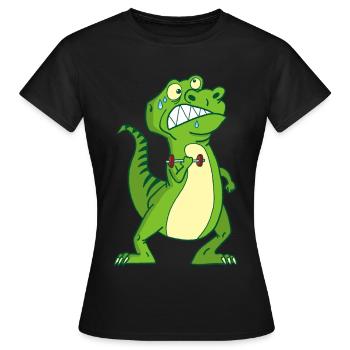 La force du tyrannosaure - T-shirt Femme - noir - Devant - AI Model Female 172 dark (172cm)