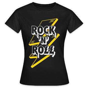 Rock'N'Roll Text Logo With Lightning - Women's T-Shirt - black - Front - AI Model Female 172 dark (172cm)
