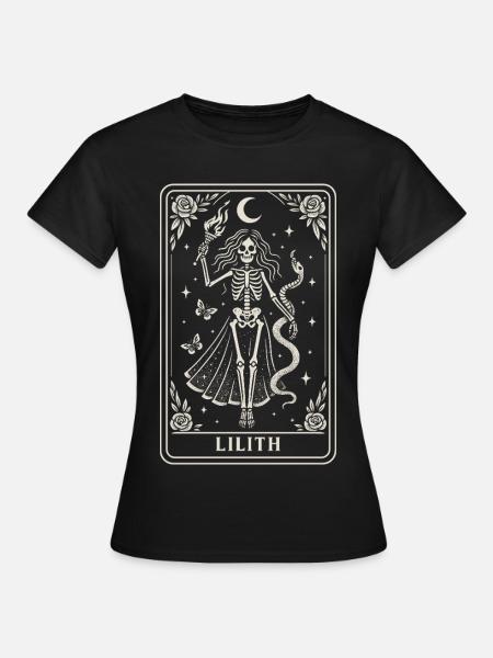 Lilith Skelettgöttin Mondschein - Frauen T-Shirt - Schwarz