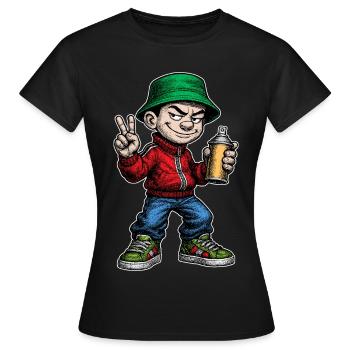 Graffiti-Künstler Jugend der 80er Jahre - Frauen T-Shirt - Schwarz - Vorne - AI Model Female 172 dark (172cm)