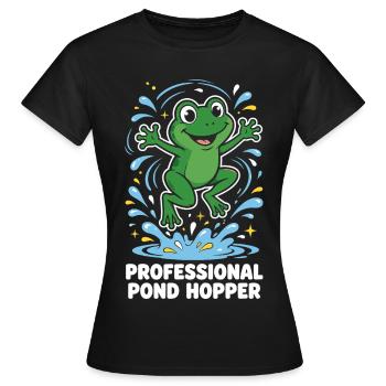 Grenouille professionnelle de sauteur d’étang - T-shirt Femme - noir - Devant - AI Model Female 172 dark (172cm)
