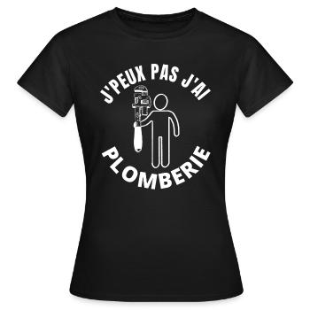 j peux pas j ai plomberie - T-shirt Femme - noir - Devant - AI Model Female 172 dark (172cm)