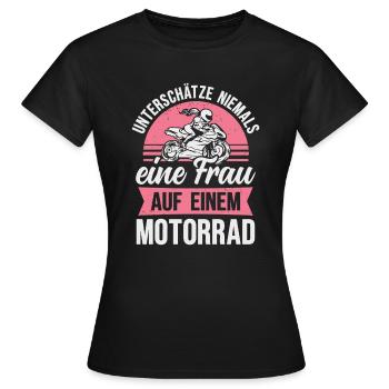 Motorrad Frau Bikerin Motorradfahrerin - Frauen T-Shirt - Schwarz - Vorne - AI Model Female 172 dark (172cm)