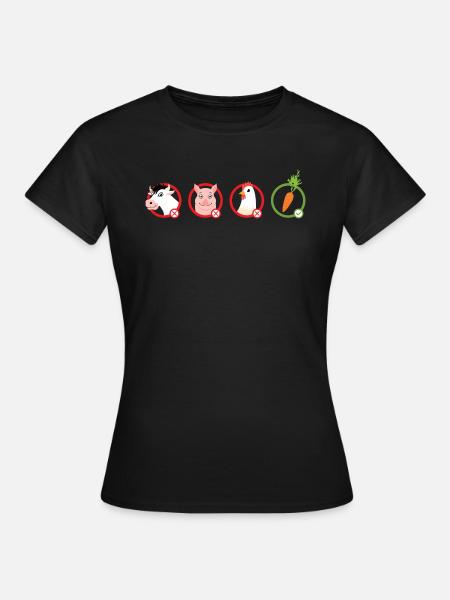 Cute Animals Illustration | Go Vegan - T-shirt Femme - noir