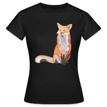 Fox sitting satisfied Fox smart foxes - Women's T-Shirt - black - Front - AI Model Female 172 dark (172cm)