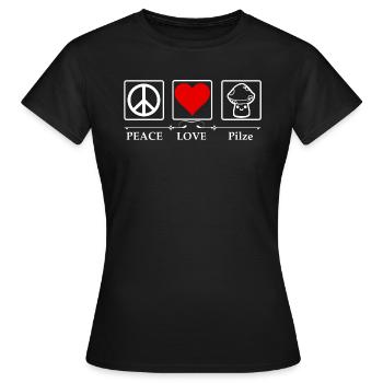 Chef ramasseurs de champignons Peace Love - T-shirt Femme - noir - Devant - AI Model Female 172 dark (172cm)