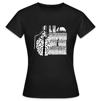 Grenade Cerveau - Le Savoir Est Une Arme - T-shirt Femme - noir - Devant - AI Model Female 172 dark (172cm)