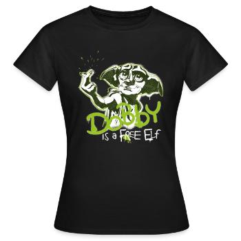 Harry Potter Dobby Est Un Elfe Libre - T-shirt Femme - noir - Devant - AI Model Female 172 dark (172cm)