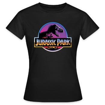 Jurassic Park Logo Purple And Blue - Women's T-Shirt - black - Front - AI Model Female 172 dark (172cm)