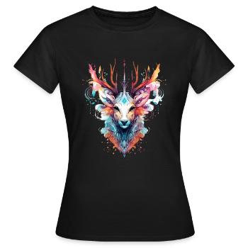 Hirsch in holografischem Design - Frauen T-Shirt - Schwarz - Vorne - AI Model Female 172 dark (172cm)