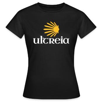 Ultreia | Jakobsmuschel | Camino de Santiago - Frauen T-Shirt - Schwarz - Vorne - AI Model Female 172 dark (172cm)