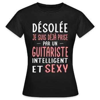 Désolée déjà prise par un guitariste sexy - T-shirt Femme - noir - Devant - AI Model Female 172 dark (172cm)