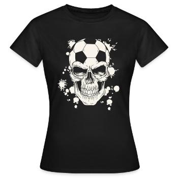 Fussball Totenkopf - Frauen T-Shirt - Schwarz - Vorne - AI Model Female 172 dark (172cm)
