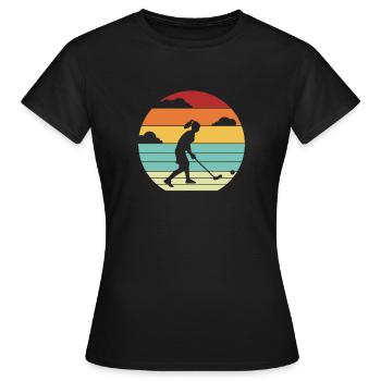 Hockey Joueur Rétro Joueur De Hockey Sur Gazon - T-shirt Femme - noir - Devant - AI Model Female 172 dark (172cm)