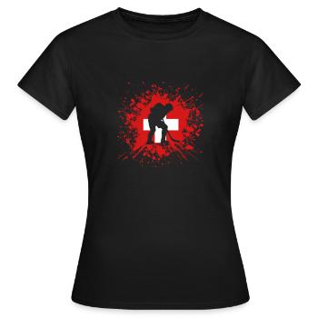 Eishockey Schweiz CH Eissport Länderflagge Splash - Frauen T-Shirt - Schwarz - Vorne - AI Model Female 172 dark (172cm)