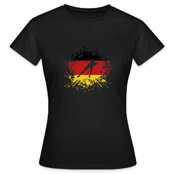 Eisschnelllauf Deutschland DE Eissport Flagge - Frauen T-Shirt - Schwarz - Vorne - AI Model Female 172 dark (172cm)