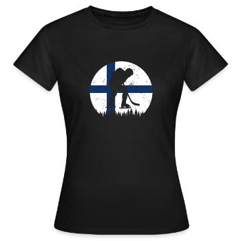Eishockey Finnland FI Eissport Länderflagge Winter - Frauen T-Shirt - Schwarz - Vorne - AI Model Female 172 dark (172cm)