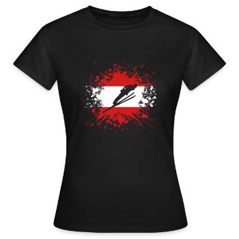 Ski Jumper Austria At Winter Sports Flag Splash - T-shirt Femme - noir - Devant - AI Model Female 172 dark (172cm)