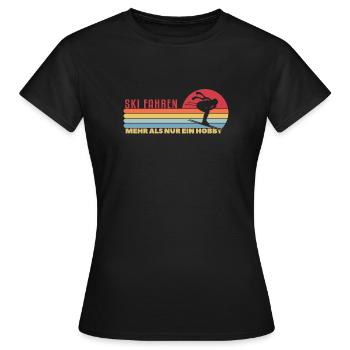 Ski Sports D'Hiver Rétro Skieur Skiage Vintage - T-shirt Femme - noir - Devant - AI Model Female 172 dark (172cm)