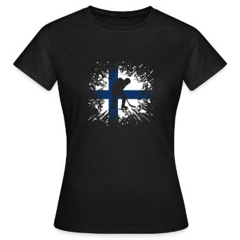 Eishockey Finnland FI Eissport Länderflagge Splash - Frauen T-Shirt - Schwarz - Vorne - AI Model Female 172 dark (172cm)