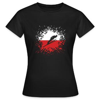 Saut À Ski Pologne Pl Sports D'Hiver Flag Splash - T-shirt Femme - noir - Devant - AI Model Female 172 dark (172cm)