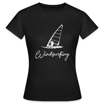 Windsurfing Silhouette Surfer Wassersport - Frauen T-Shirt - Schwarz - Vorne - AI Model Female 172 dark (172cm)