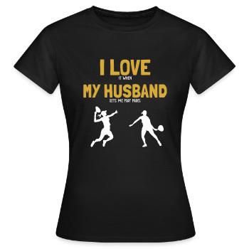 J'Aime Mon Mari Padel Paddle Tennis Padel Tennis - T-shirt Femme - noir - Devant - AI Model Female 172 dark (172cm)