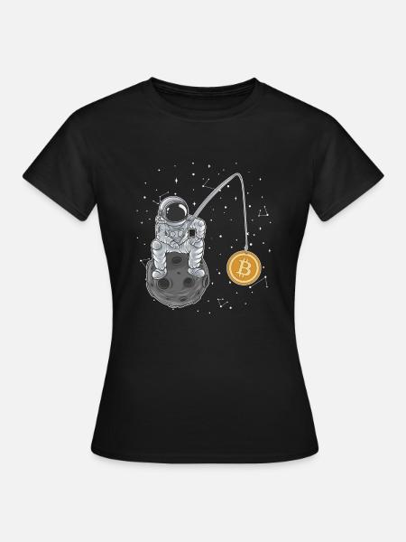 Bitcoin Moon Fishing Crypto Cryptocurrency - T-shirt Femme - noir