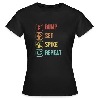 Bump Set Spike Repeat Volleyballfreak Volleyball - Frauen T-Shirt - Schwarz - Vorne - AI Model Female 172 dark (172cm)