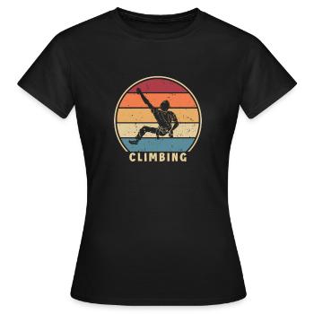 Retro Climbing Bouldern Sportklettern - Frauen T-Shirt - Schwarz - Vorne - AI Model Female 172 dark (172cm)