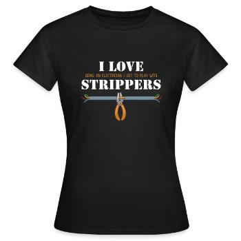I love Strippers Électronicien Électrotechnicien - T-shirt Femme - noir - Devant - AI Model Female 172 dark (172cm)