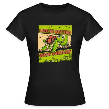 La vie est meilleure avec les tortues tortues aquatiques - T-shirt Femme - noir - Devant - AI Model Female 172 dark (172cm)