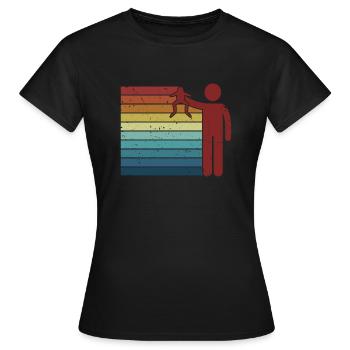 Retro Kröte Kaulquappe Laubfrosch Frosch Fänger - Frauen T-Shirt - Schwarz - Vorne - AI Model Female 172 dark (172cm)