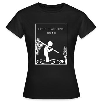 Frog Catching Chinese Hanzi Kaulquappe Kröte - Frauen T-Shirt - Schwarz - Vorne - AI Model Female 172 dark (172cm)