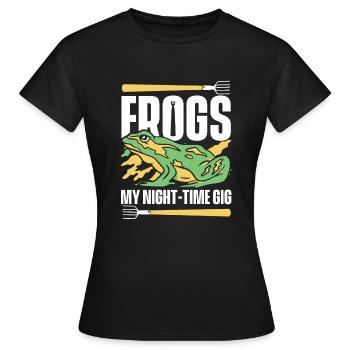 Frogs My Night Time Gig Kaulquappe Laubfrosch - Frauen T-Shirt - Schwarz - Vorne - AI Model Female 172 dark (172cm)