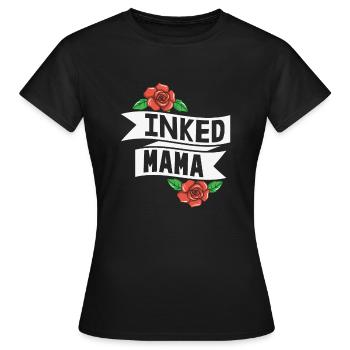 Inked Mama - Mutter mit Tattoos - Frauen T-Shirt - Schwarz - Vorne - AI Model Female 172 dark (172cm)