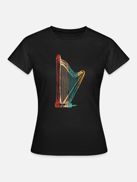 Retro concert harpe harpe musique harpe harpe harpe joueur - T-shirt Femme - noir