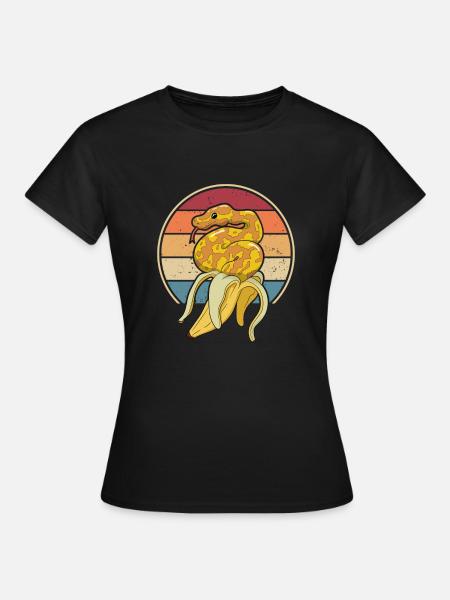Retro Schlange Schuppenkriechtiere Python Banana - Frauen T-Shirt - Schwarz