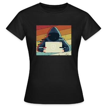 Retro Sniffer Social Engineering Phishing Grey - Frauen T-Shirt - Schwarz - Vorne - AI Model Female 172 dark (172cm)