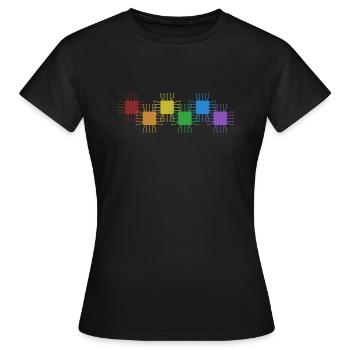 Hacker LGBT Rainbow Phishing Sniffer Grey Hat - Frauen T-Shirt - Schwarz - Vorne - AI Model Female 172 dark (172cm)