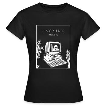 Hacking Chinese Hanzi Social Engineering Phishing - Frauen T-Shirt - Schwarz - Vorne - AI Model Female 172 dark (172cm)