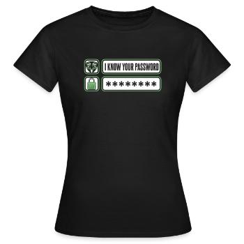 Je connais votre mot de passe Phishing Renifleur Grey Hat - T-shirt Femme - noir - Devant - AI Model Female 172 dark (172cm)