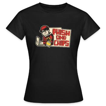 Phish And Chips Phishing Sniffer Social - T-shirt Femme - noir - Devant - AI Model Female 172 dark (172cm)